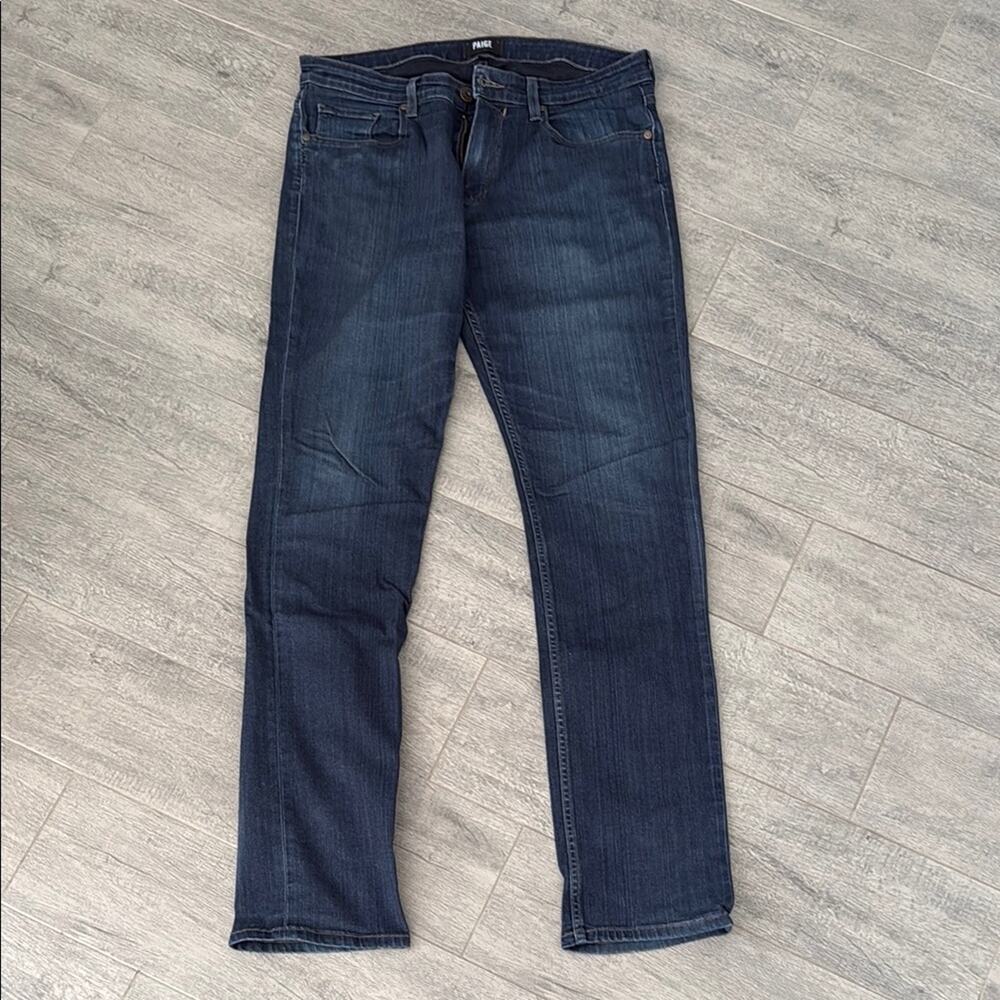 PAIGE Federal Slim Straight Jeans Size 32 Dark Wash Stretch Denim